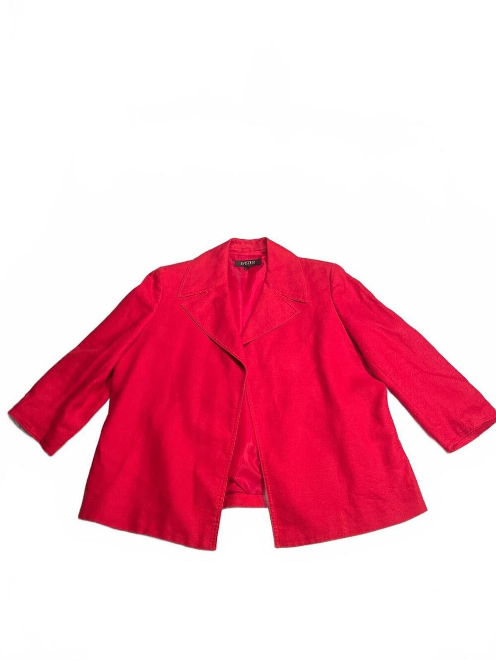 Y2K Kasper Women's Red Linen Blazer Jacket Size 14